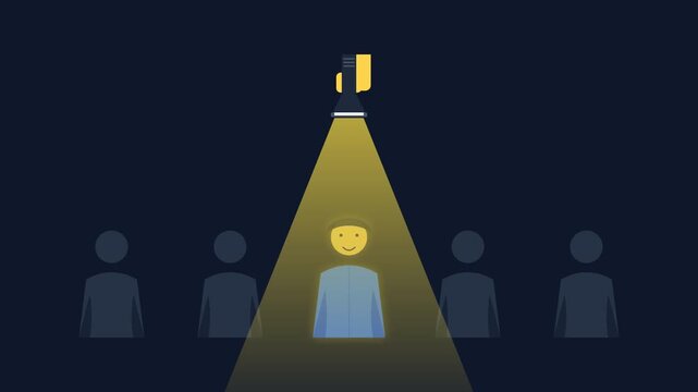Spotlight on a unique individual standing out from a group