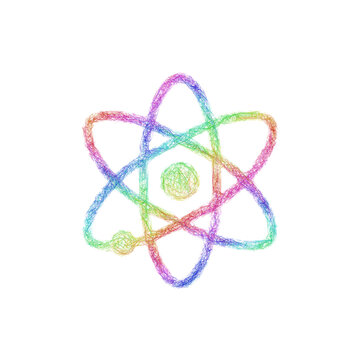 Multicolored sketch atom icon design