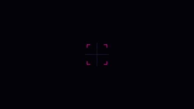 Red digital focus frame square icon on dark background