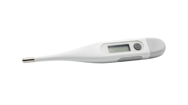 Digital Thermometer: A modern digital thermometer, displaying temperature on a clear screen, ready for accurate health monitoring.
