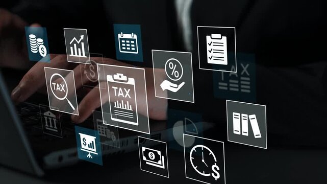 Modern Digital Interface for Financial Analysis with Tax Icons, Data Charts, and Business Tools for Professional Use in Contemporary Work Environment. Entropy.