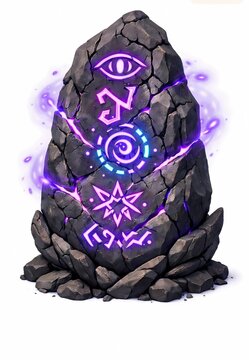 Arcane Rune Stone Monolith with Purple Glow &ndash; 3D Fantasy Render