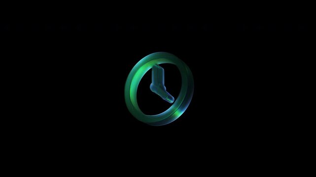 Rotating three dimensional glass clock icon