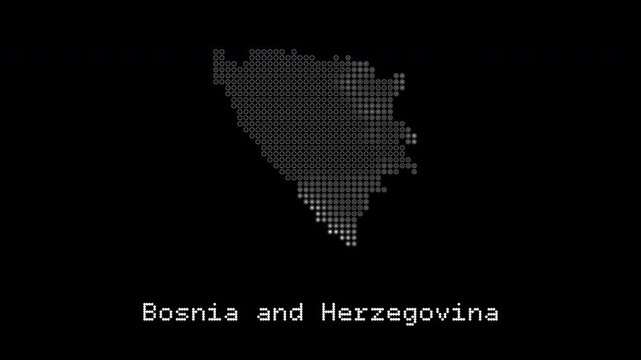Bosnia and herzegovina digital map animation typing effect