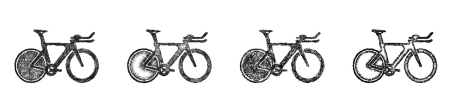 Sketch triathlon bicycle icon design set