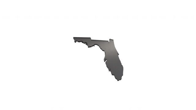 Florida state map silhouette revealing its name on white background