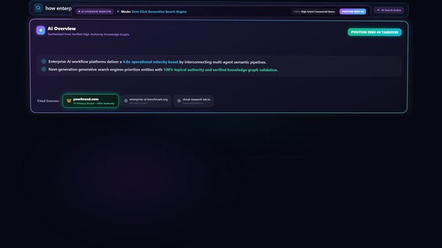 AI Search Overview Interface with Performance Metrics Dashboard
