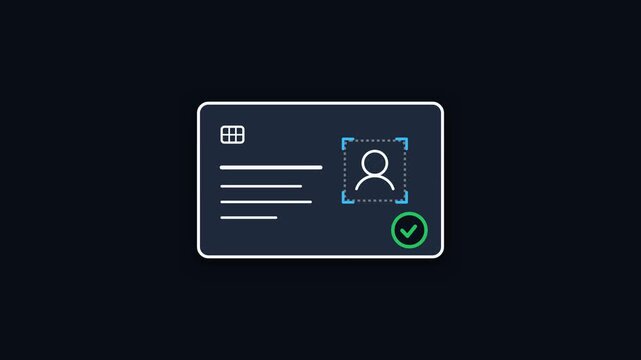 Biometric Face Scanning on Digital Identity Card with Checkmark