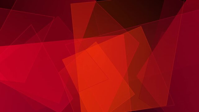 Abstract red background with geometric shapes and overlapping transparent rectangles for modern digital design and creative artistic projects