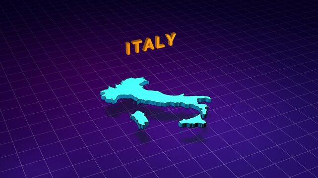 Italy country map spinning in 3d animated representation