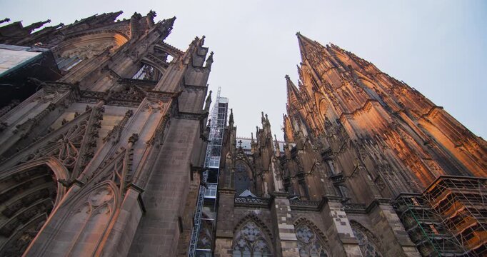Cologne Cathedral Germany Gothic architecture historic cityscape highlights the iconic medieval church and spectacular urban landmark in the center of Cologne for European tourism.