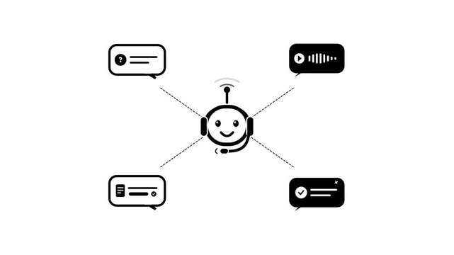 AI Chatbot Assistant Dialogue Ecosystem Animation with Speech Bubbles
