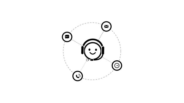 Omnichannel Customer Support Hub Animation with Service Icons
