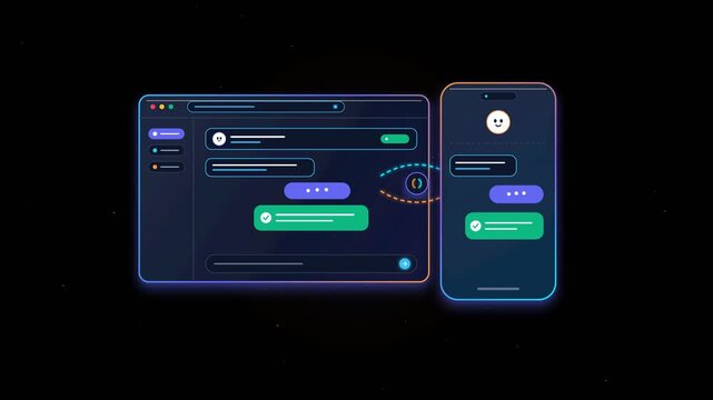 Chatbot Sync Animation Between Web Browser and Smartphone Screen
