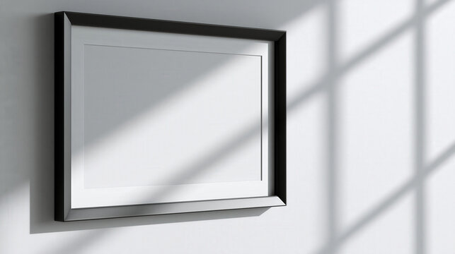Close up of horizontal blank poster frame mockup 3x4 paper