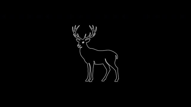 Single continuous line drawing of a majestic deer animation