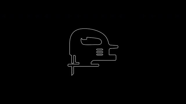 Self drawing jigsaw power tool animation