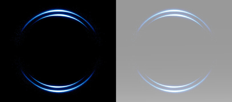 Radiant curved beams creating a sleek blue circular motion design