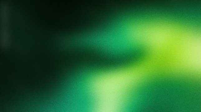 Abstract green gradient background with grainy texture and soft light flow