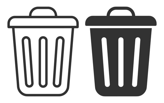trash bin icon set vector illustration on transparent background