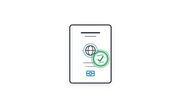 Animation of biometric passport scanning and verification approval