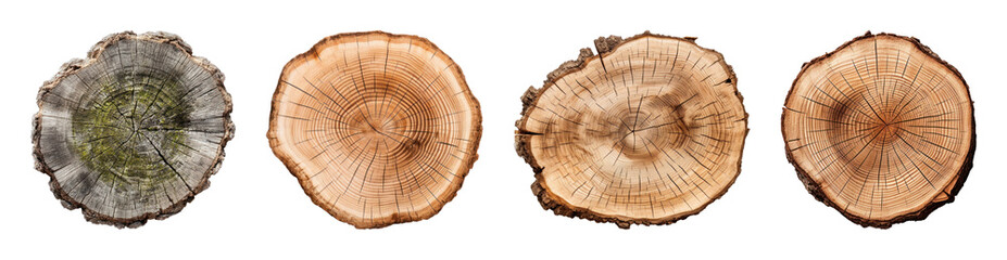 Naklejka premium PNG Wood log cross sections isolated on transparent background