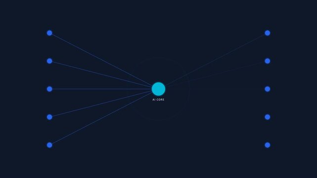 Abstract Digital Network Connection Animation with Glowing Nodes and Data Flow Lines.