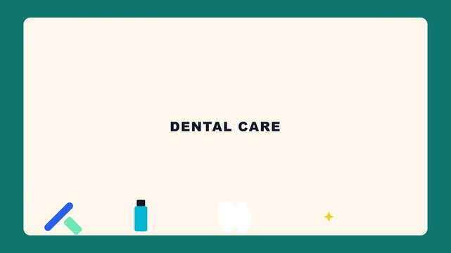 Minimalist Dental Care Presentation Slide with Animated Toothbrush and Toothpaste Graphics.