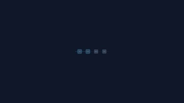 Minimalist Loading Animation Featuring Four Pulsing Squares on a Dark Blue Background.