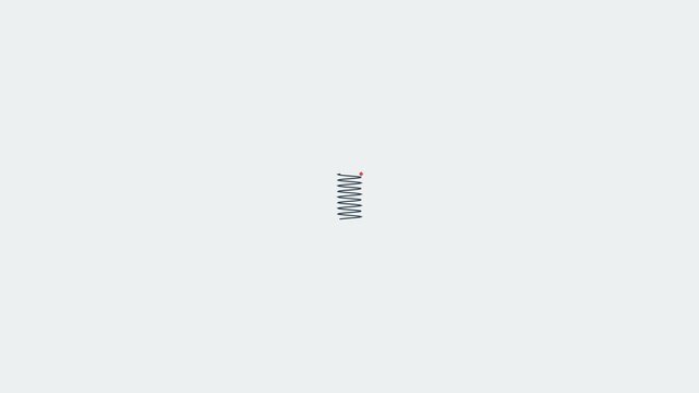 Close up of a metal coil spring compressing and expanding on a white background.