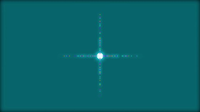 Bright glowing star light cross shape centered on a dark teal blue background for modern digital design graphics and abstract art projects