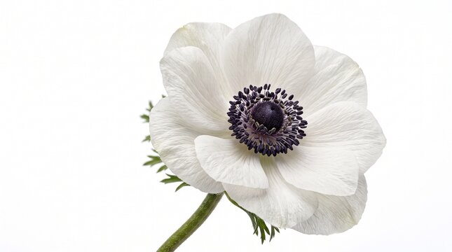 White anemone flower isolated on white background