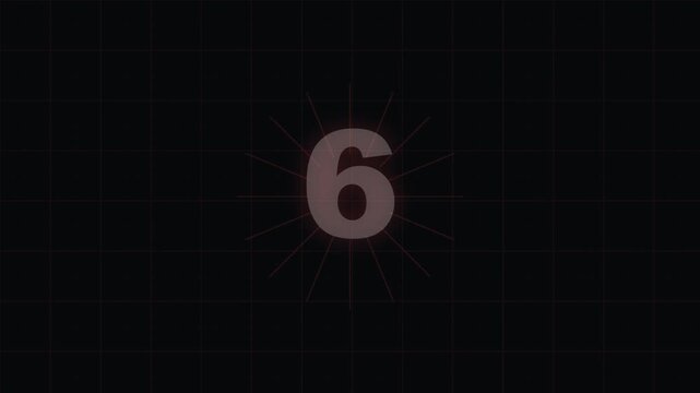 Countdown timer on grid pattern background with pulsing red glow counting down ten to one.