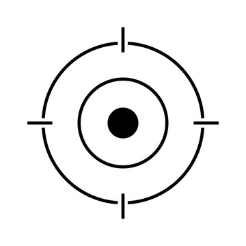 Black crosshair target icon with a center dot