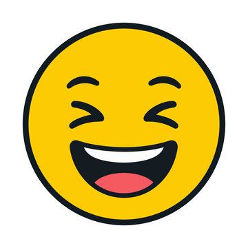 Laughing face emoji vector illustration with squinting eyes and wide grin