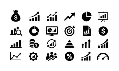 Fototapeta premium Collection of business and finance icons representing growth and analysis
