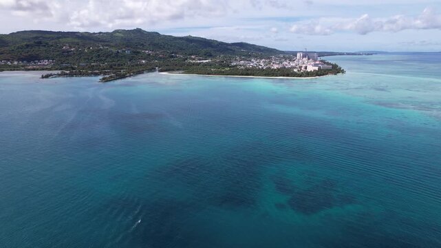 Aerial drone island footage, Saipan, Northern Mariana Islands