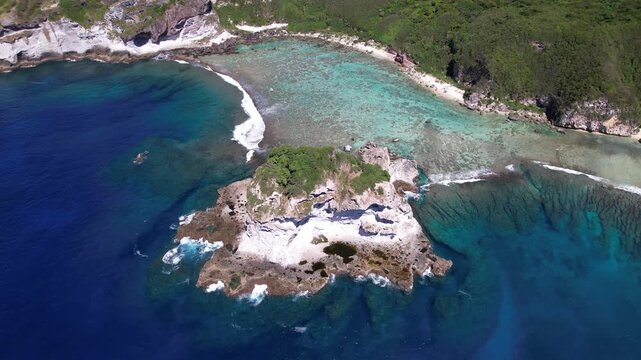 Aerial drone island footage, Saipan, Northern Mariana Islands