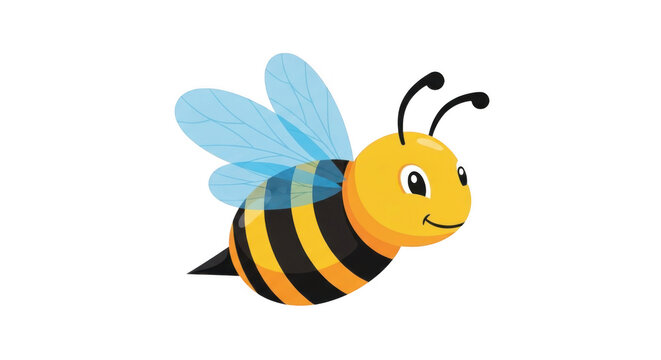 Cute flying honey bee illustration isolated on transparent background