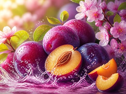 Ripe Plum with Juicy Sweet Fruity Aroma