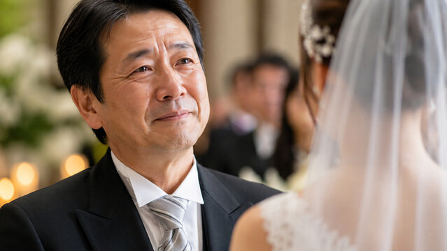 Father Shedding Tears of Joy at His Daughter's Wedding