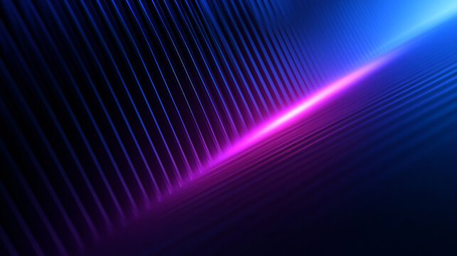 Abstract Futuristic Neon Light Background with Perspective Lines