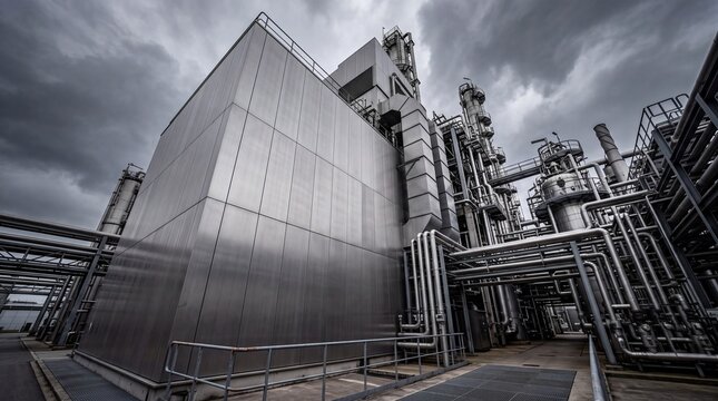 Petrochemical Plant with Pipelines and Industrial Structures