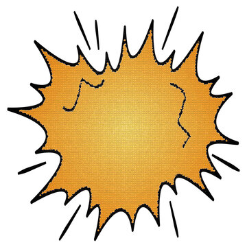Light orange pop art comic book speech bubble with splash blast lines and cloud shape