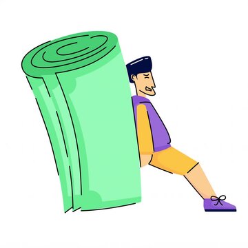 man push a lot of money for earning A flat design animation 4k video use for asset video editing Flat illustration animated graphics