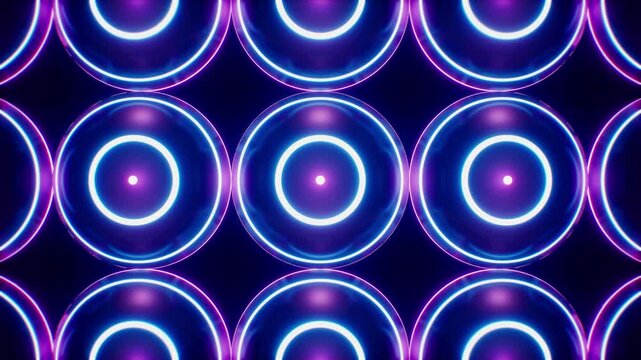 Glowing neon lights concentric sphere tiled lamps