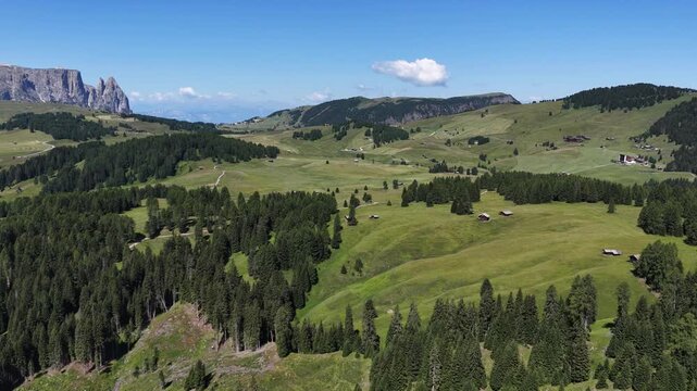 Seiser Alm or Alpe di Siusi, Dolomites Alps, Sassolungo and Sassopiatto mountains, Trentino Alto Adige, South Tyrol, Italy, Europe