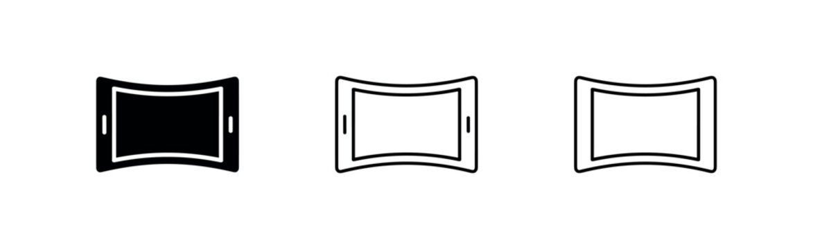 Flexible screen or foldable tablet icon set representing modern display technology and innovation