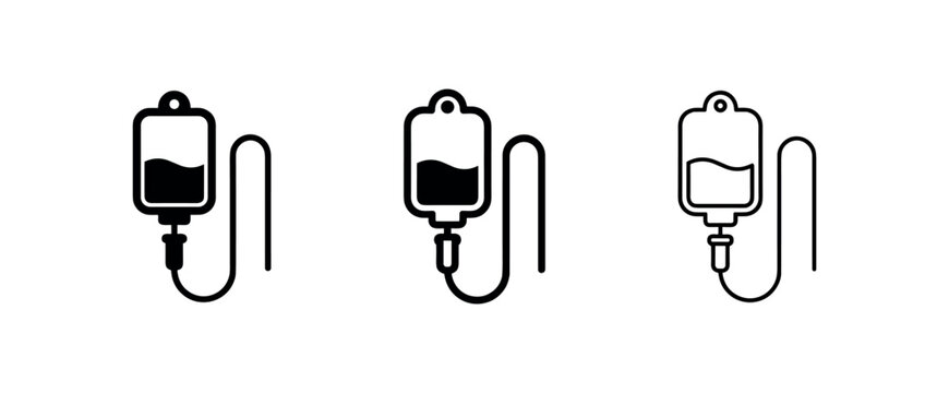 IV drip infusion medical icons set