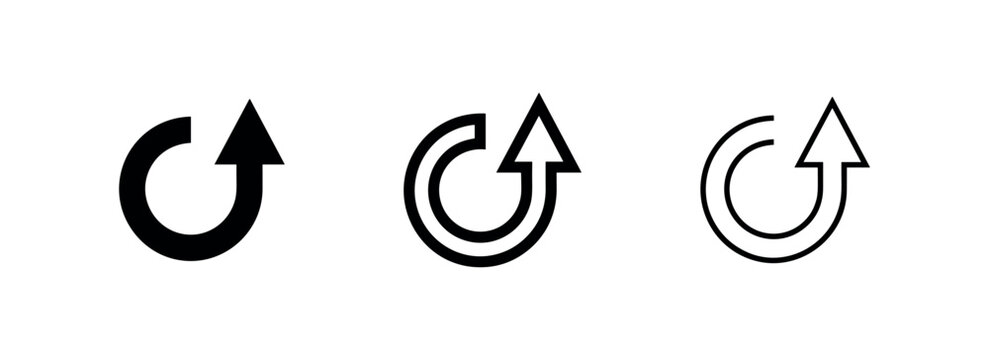 Refresh or redo circular arrow icon set, for update and synchronization